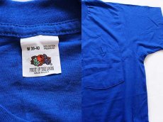 画像3: デッドストック★90s USA製 FRUIT OF THE LOOM 無地 コットン ポケットTシャツ 青 M (3)