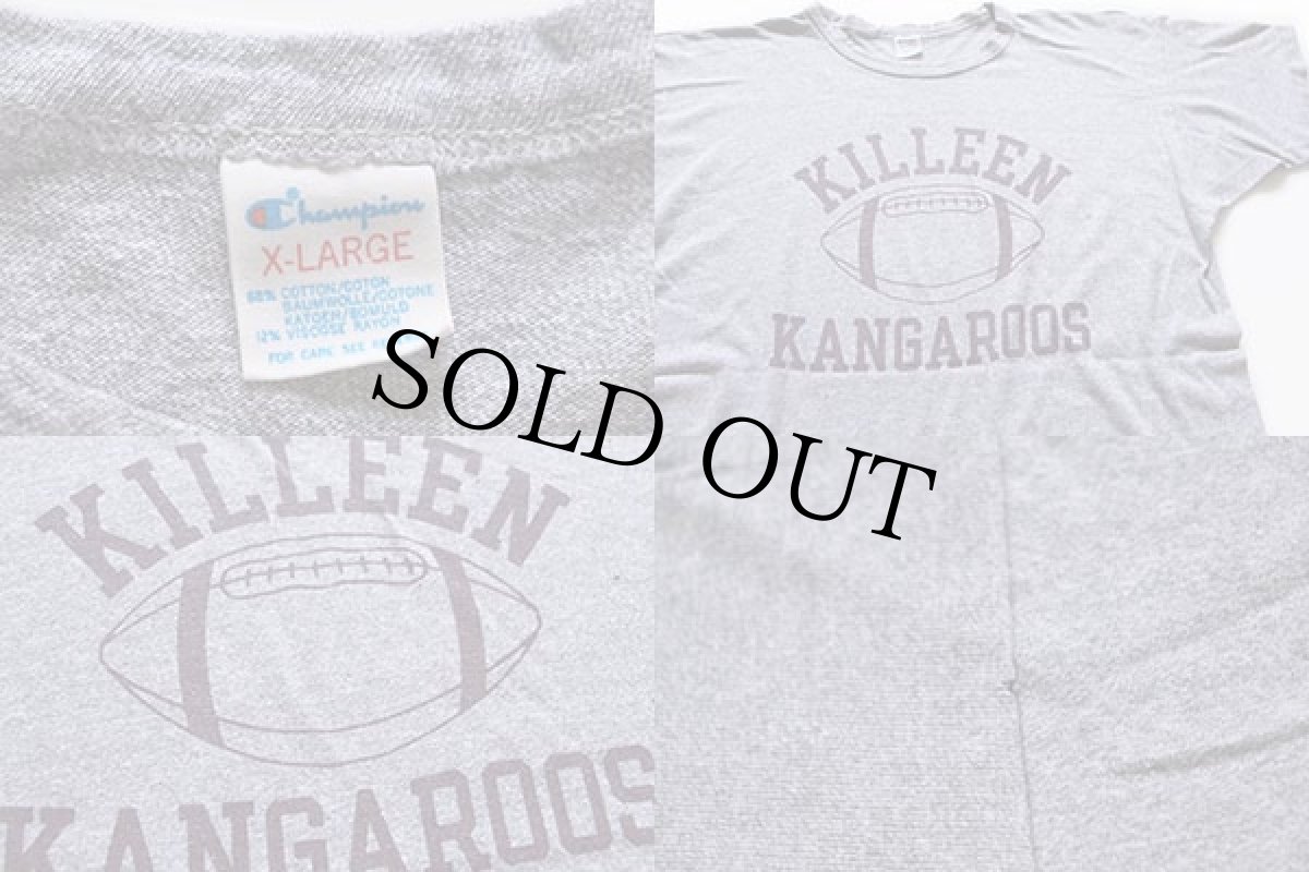 画像4: 80s USA製 Championチャンピオン KILLEEN KANGAROOS 染み込みプリント 88/12 Tシャツ 杢グレー XL (4)