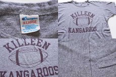 画像4: 80s USA製 Championチャンピオン KILLEEN KANGAROOS 染み込みプリント 88/12 Tシャツ 杢グレー XL (4)