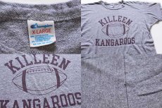 画像4: 80s USA製 Championチャンピオン KILLEEN KANGAROOS 染み込みプリント 88/12 Tシャツ 杢グレー XL (4)