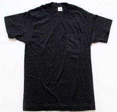 画像2: デッドストック★90s USA製 FRUIT OF THE LOOM 無地 コットン ポケットTシャツ 黒 S (2)