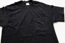 画像1: デッドストック★90s USA製 FRUIT OF THE LOOM 無地 コットン ポケットTシャツ 黒 S (1)