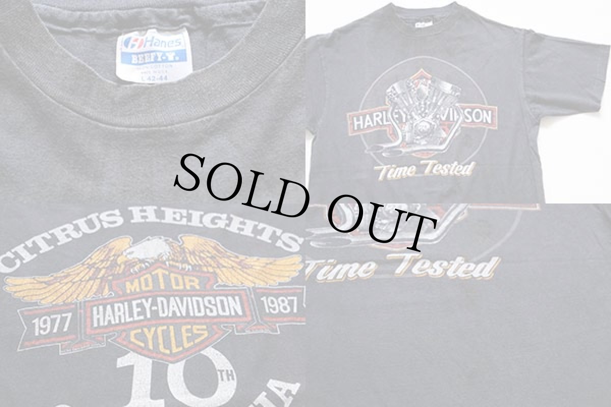 画像4: 80s USA製 Hanes HARLEY-DAVIDSON ハーレー ダビッドソン ロゴ コットンTシャツ 炭黒 L (4)