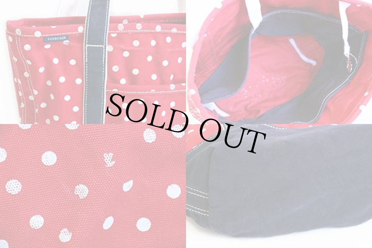 画像3: LANDS'ENDランズエンド ドット柄 キャンバス トートバッグ 赤×白×紺 (3)