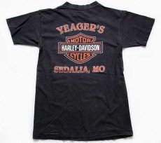 画像3: 90s USA製 HARLEY-DAVIDSON ハーレー ダビッドソン ロゴ フレイムス コットンTシャツ 炭黒 M★ファイヤーパターン (3)