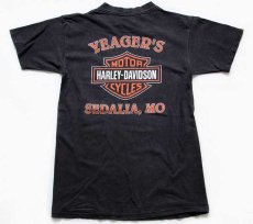 画像3: 90s USA製 HARLEY-DAVIDSONハーレー ダビッドソン ロゴ フレイムス コットンTシャツ 墨黒 M★ファイヤーパターン (3)