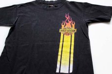画像1: 90s USA製 HARLEY-DAVIDSON ハーレー ダビッドソン ロゴ フレイムス コットンTシャツ 炭黒 M★ファイヤーパターン (1)