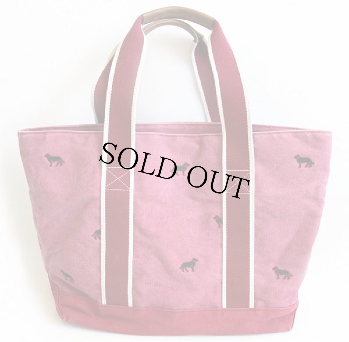 画像2: L.L.Bean ドッグ刺繍 キャンバス トートバッグ ジップトップ 薄赤 (2)