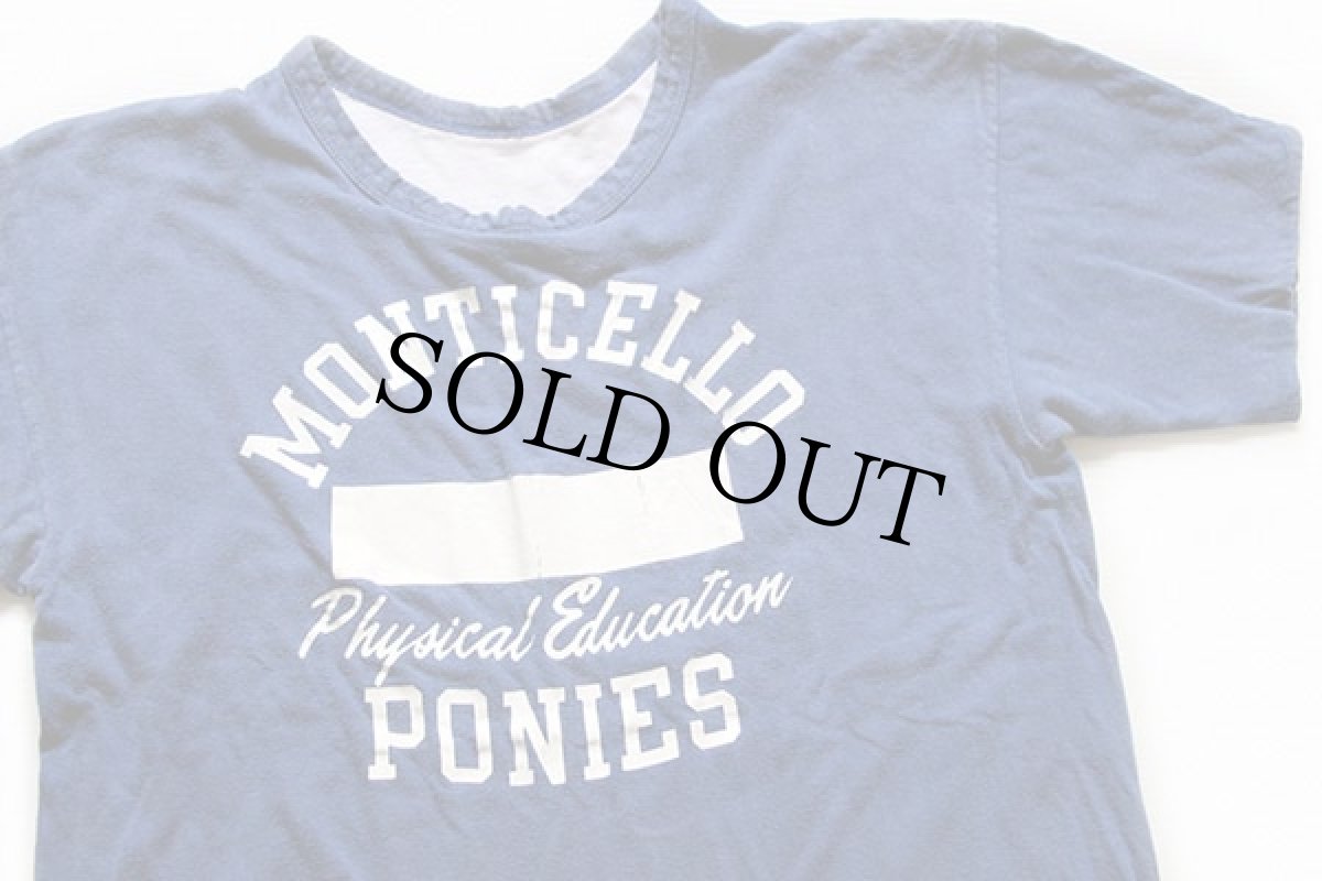 画像3: 70s USA製 Championチャンピオン MONTICELLO PONIES コットン リバーシブルTシャツ 青×白 L (3)