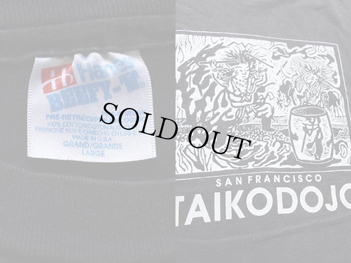 画像3: 90s USA製 Hanes TAIKODOJO アート コットンTシャツ 炭黒 L (3)