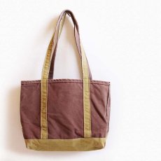 画像1: USA製 L.L.Bean BOAT AND TOTE ロングハンドル キャンバス トートバッグ ブラウン×若草色 M★ミディアム (1)