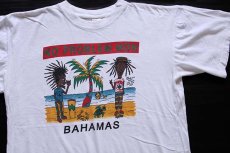 画像1: 90s NO PROBLEM MON BAHAMAS 染み込みプリント コットンTシャツ 白 XL (1)