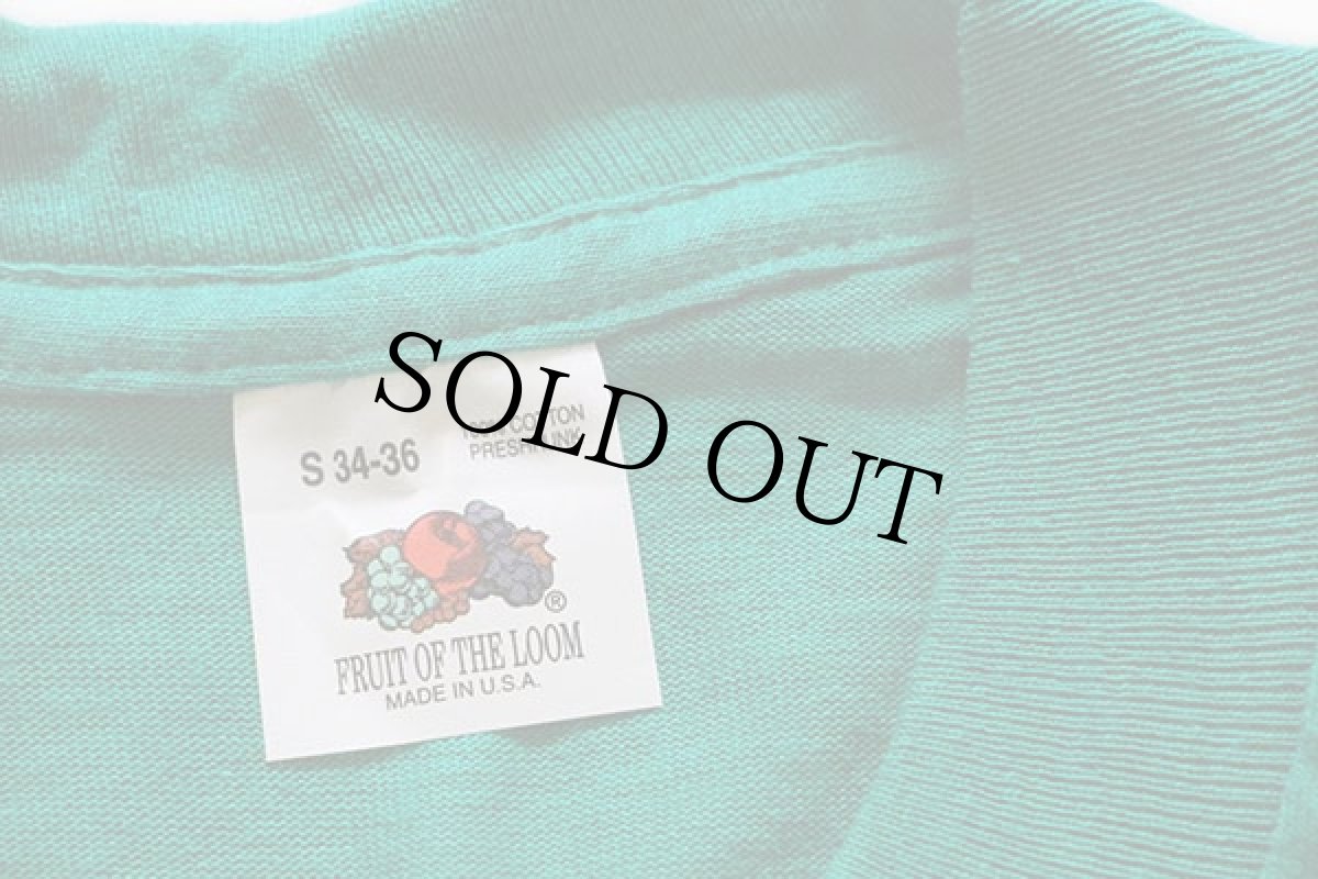 画像3: デッドストック★90s USA製 FRUIT OF THE LOOM 無地 コットン ポケットTシャツ 緑 S (3)