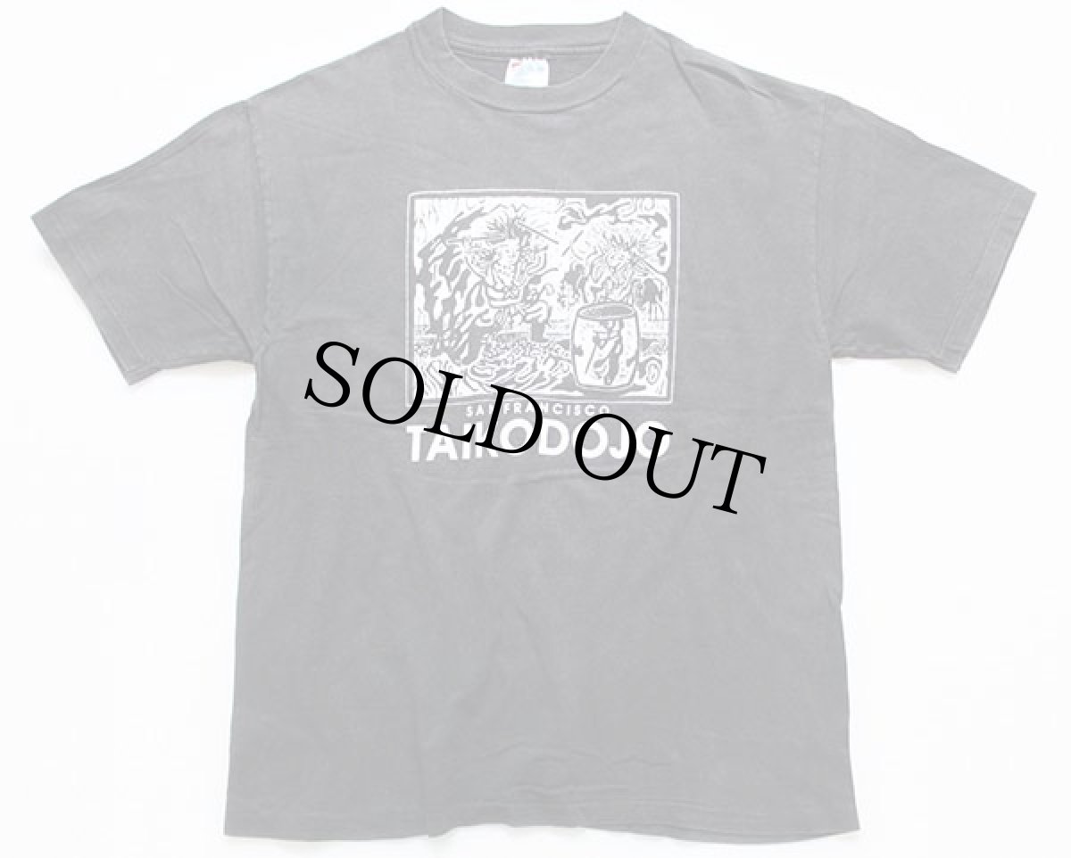 画像2: 90s USA製 Hanes TAIKODOJO アート コットンTシャツ 炭黒 L (2)