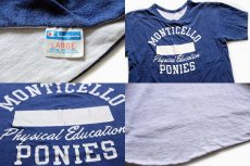 画像4: 70s USA製 Championチャンピオン MONTICELLO PONIES コットン リバーシブルTシャツ 青×白 L (4)