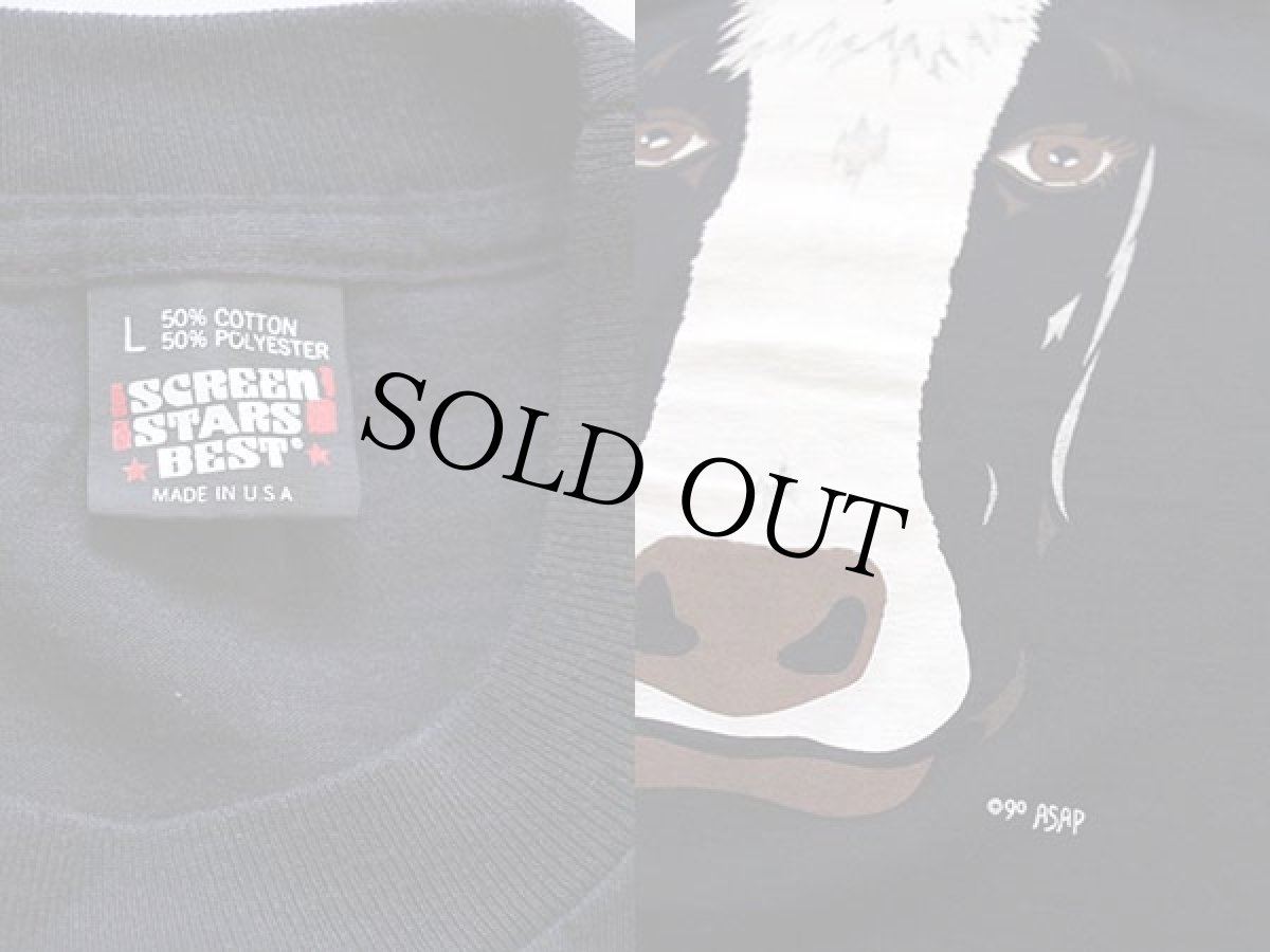 画像3: 90s USA製 牛 全面プリント Tシャツ 黒 L (3)