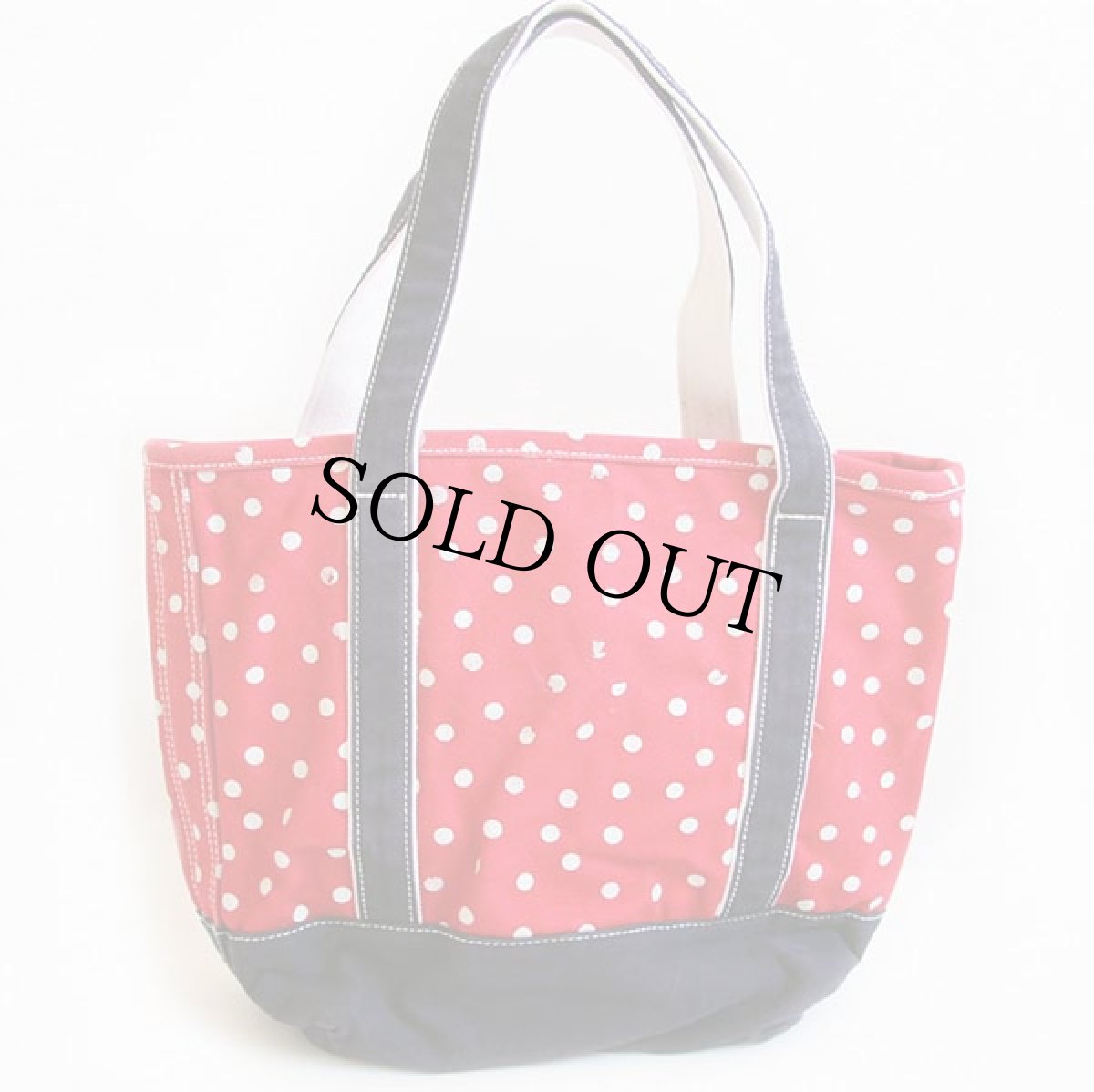 画像2: LANDS'ENDランズエンド ドット柄 キャンバス トートバッグ 赤×白×紺 (2)