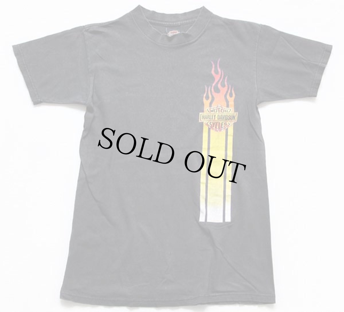 画像2: 90s USA製 HARLEY-DAVIDSON ハーレー ダビッドソン ロゴ フレイムス コットンTシャツ 炭黒 M★ファイヤーパターン (2)