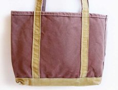 画像2: USA製 L.L.Bean BOAT AND TOTE ロングハンドル キャンバス トートバッグ ブラウン×若草色 M★ミディアム (2)