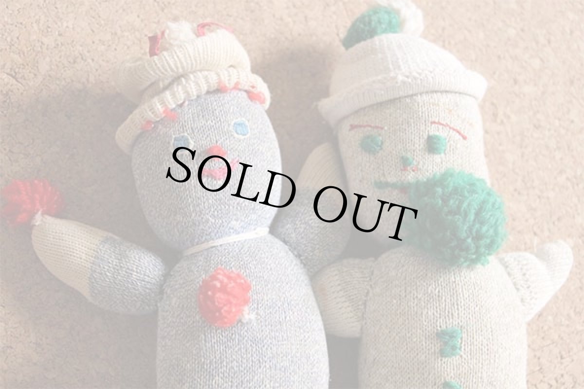 画像2: ビンテージ ハンドメイド ソックドール ぬいぐるみ 2体セット★ソックモンキー (2)