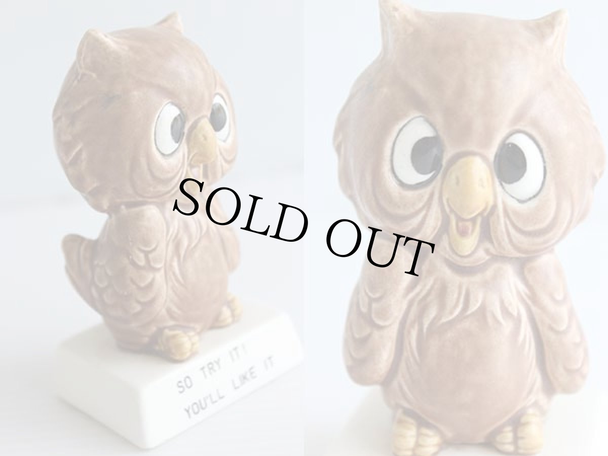 画像4: 60s 日本製 Norcrest SO TRY IT! YOU'LL LIKE IT フクロウ セラミック オブジェ (4)