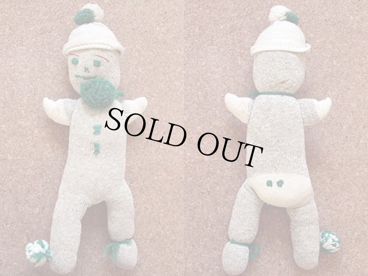 画像6: ビンテージ ハンドメイド ソックドール ぬいぐるみ 2体セット★ソックモンキー (6)