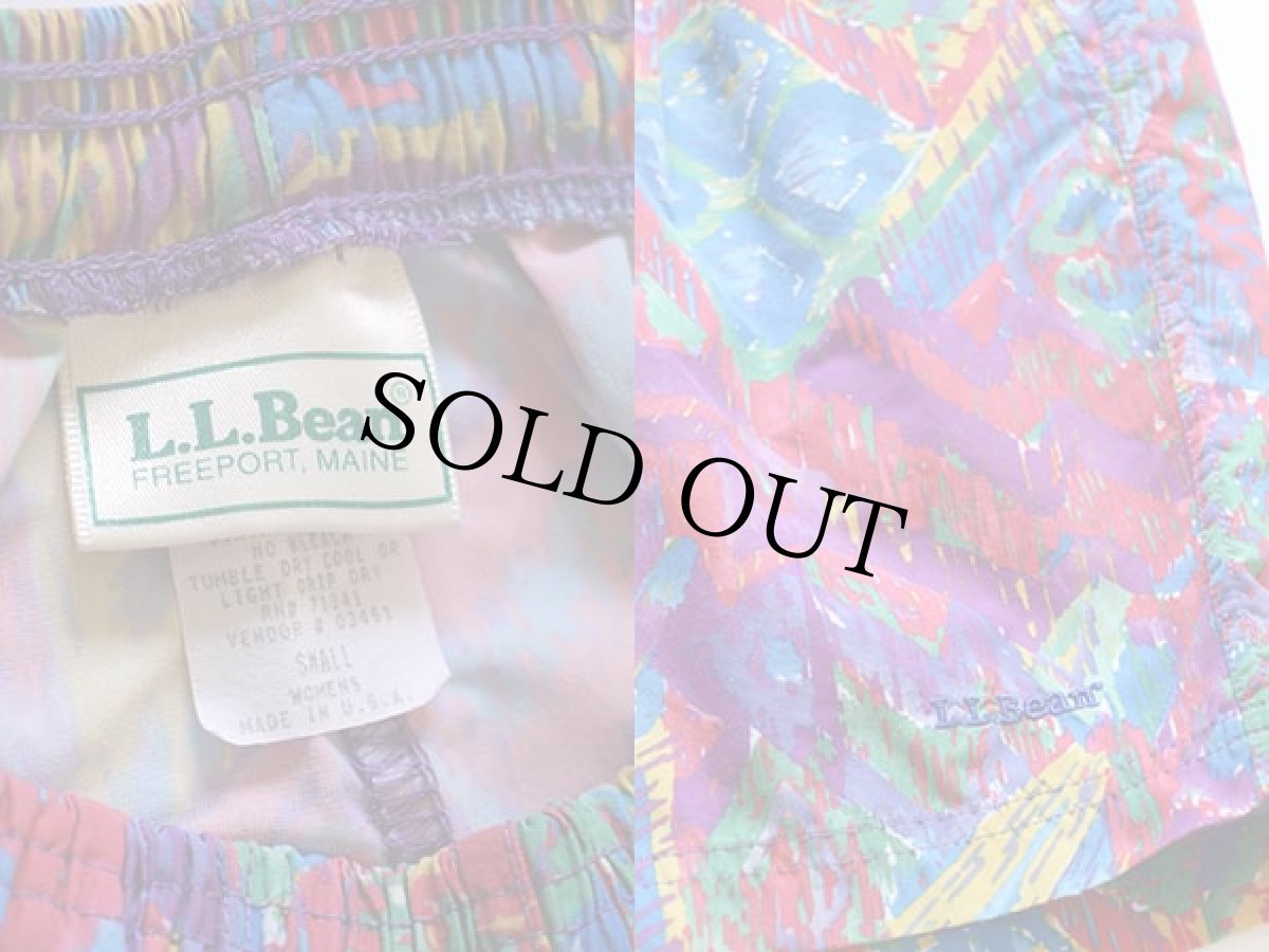 画像3: 90s USA製 L.L.Bean 総柄 ナイロン ショートパンツ W-S★ショーツ (3)