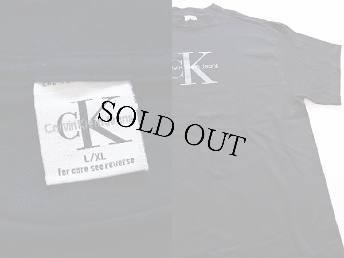 画像3: デッドストック★90s USA製 Calvin Klein Jeans カルバンクライン ロゴ コットンTシャツ 黒 L/XL (3)