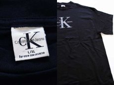 画像3: デッドストック★90s USA製 Calvin Klein Jeans カルバンクライン ロゴ コットンTシャツ 黒 L/XL (3)