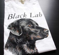 画像1: デッドストック★80s Black Lab ラブラドールレトリバー コットンTシャツ 白 XL (1)