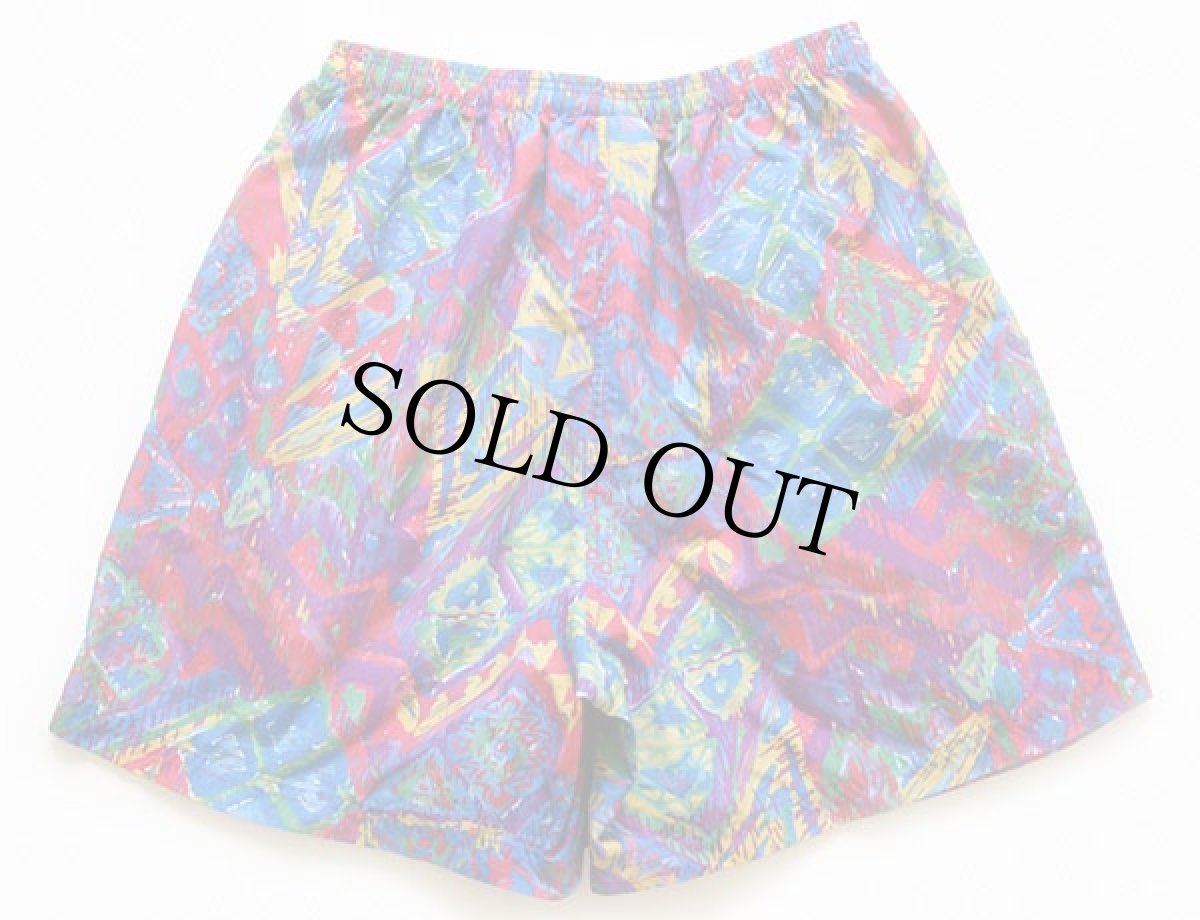 画像2: 90s USA製 L.L.Bean 総柄 ナイロン ショートパンツ W-S★ショーツ (2)