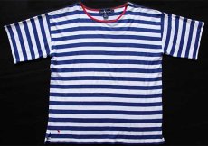 画像2: 90s ラルフローレン ボーダー コットンTシャツ 青×白 M (2)