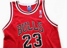 画像2: 90s Championチャンピオン NBA BULLS シカゴ ブルズ JORDAN ジョーダン 23 ユニフォーム 赤 ボーイズL (2)