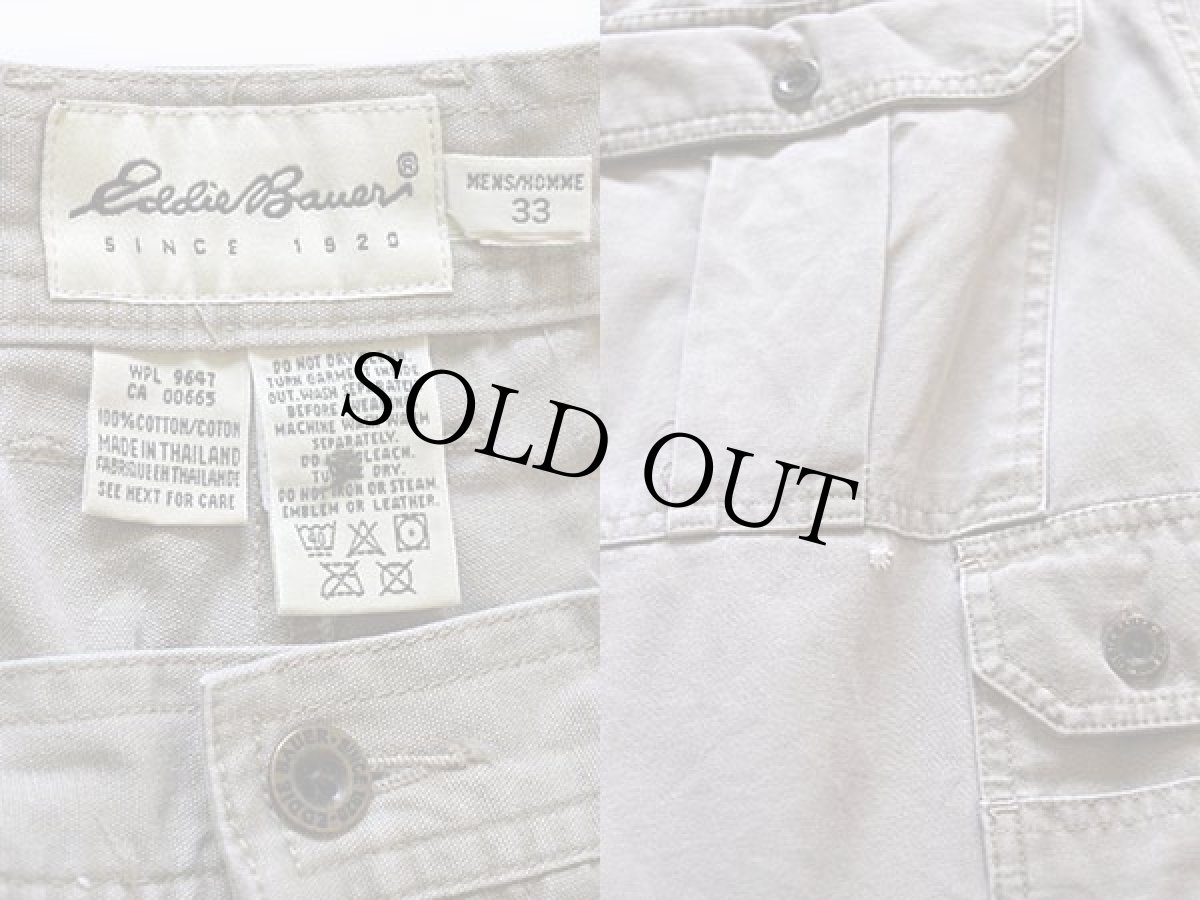 画像3: 90s EddieBauerエディーバウアー コットン ブッシュ ショートパンツ グレーベージュ 33★ショーツ (3)