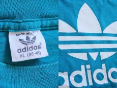 画像3: 80s USA製 adidasアディダス トレフォイル ビッグロゴ コットンTシャツ 水色 XL (3)