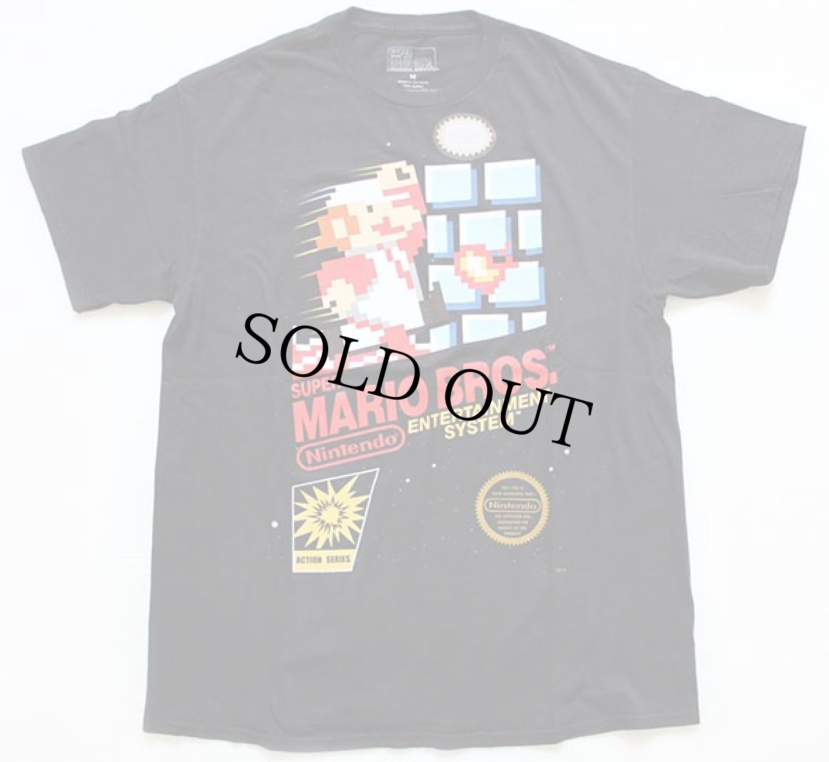 画像2: 未使用★Nintendo SUPER MARIO BROS.スーパーマリオ コットンTシャツ 黒 S (2)