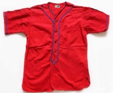 画像1: 40s AMCO AMERICAN LEGION フェルトパッチ マチ付き コットン ベースボールシャツ 赤 (1)