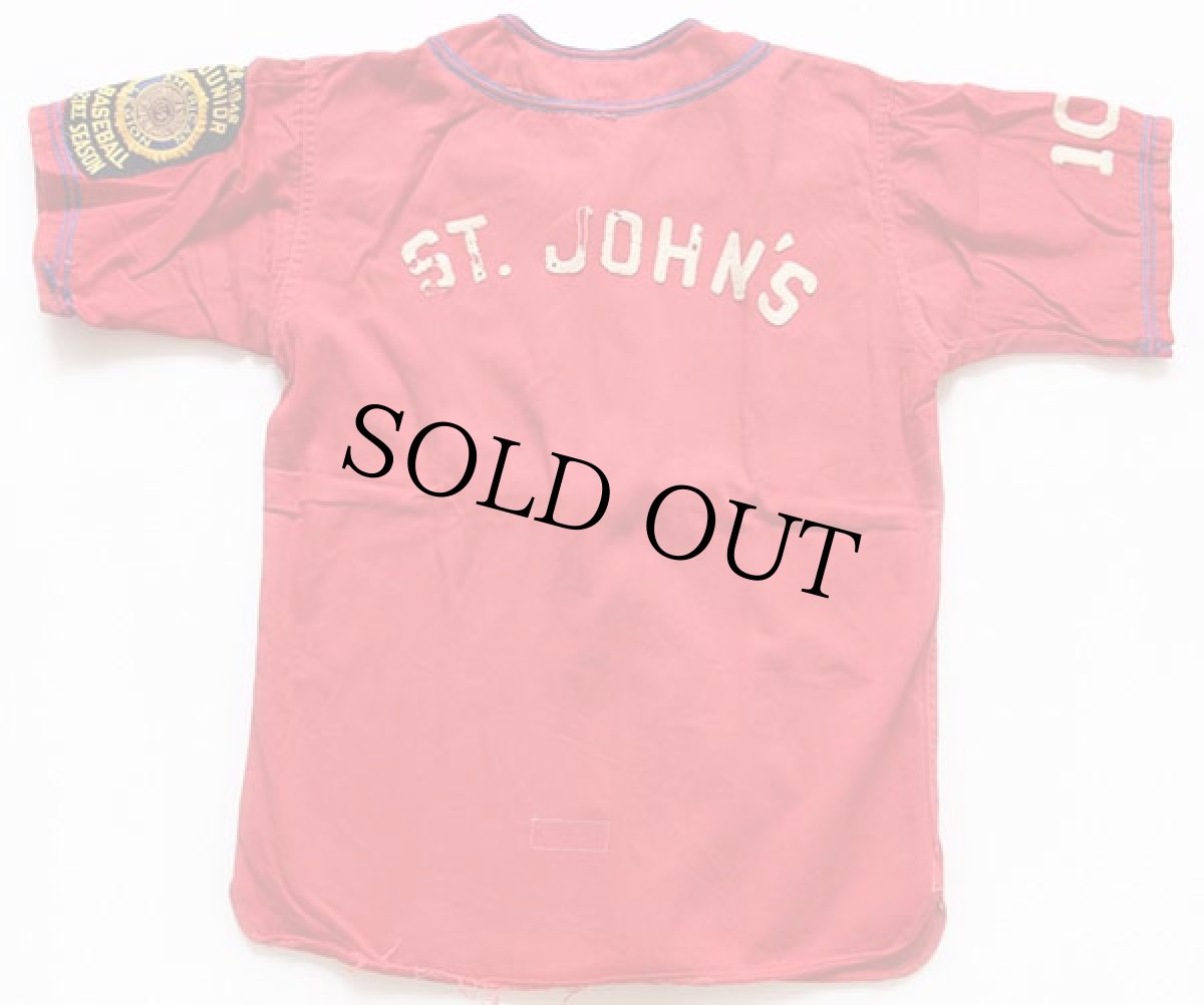 画像2: 40s AMCO AMERICAN LEGION フェルトパッチ マチ付き コットン ベースボールシャツ 赤 (2)