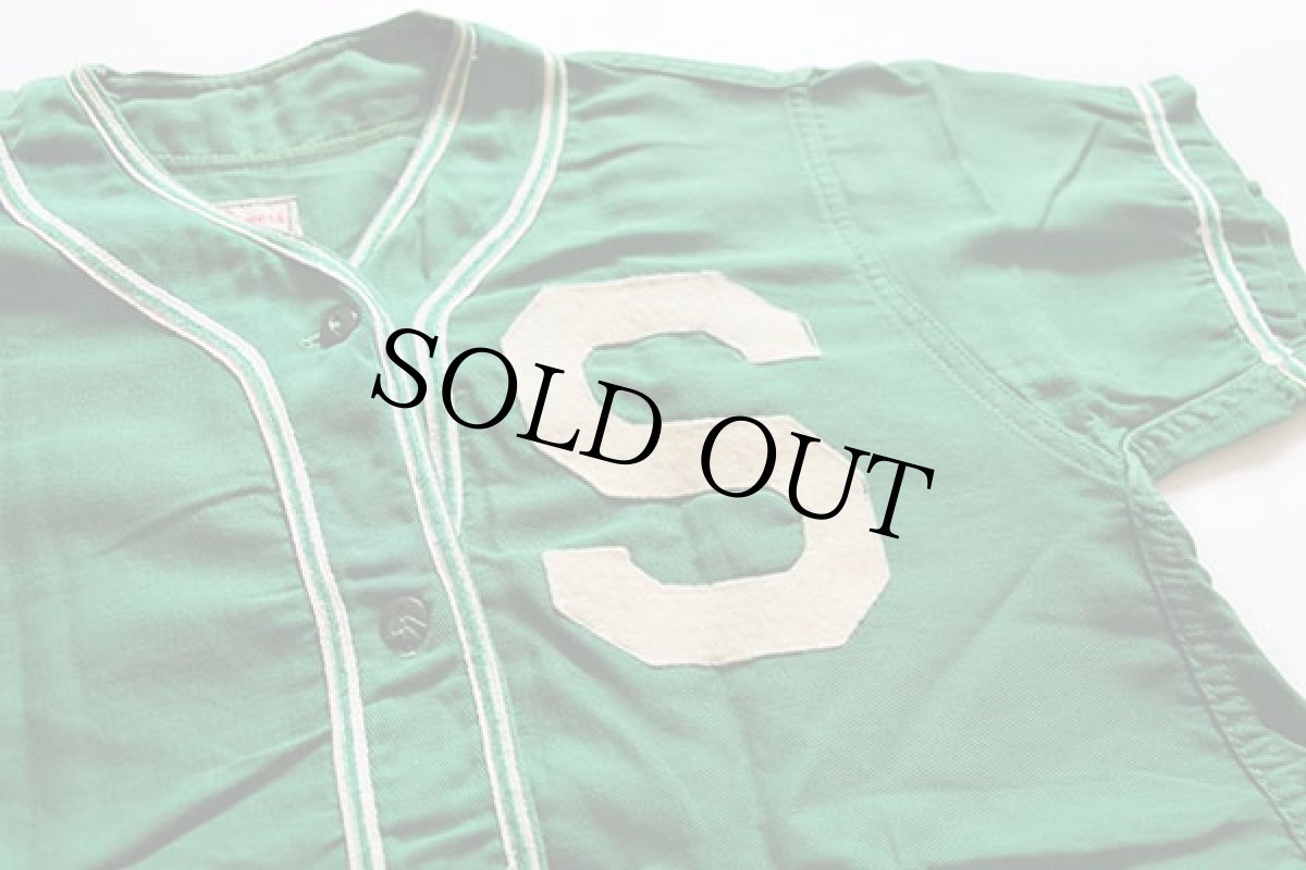 画像3: 40s Powers フェルトパッチ マチ付き コットン ベースボールシャツ 緑 38 (3)