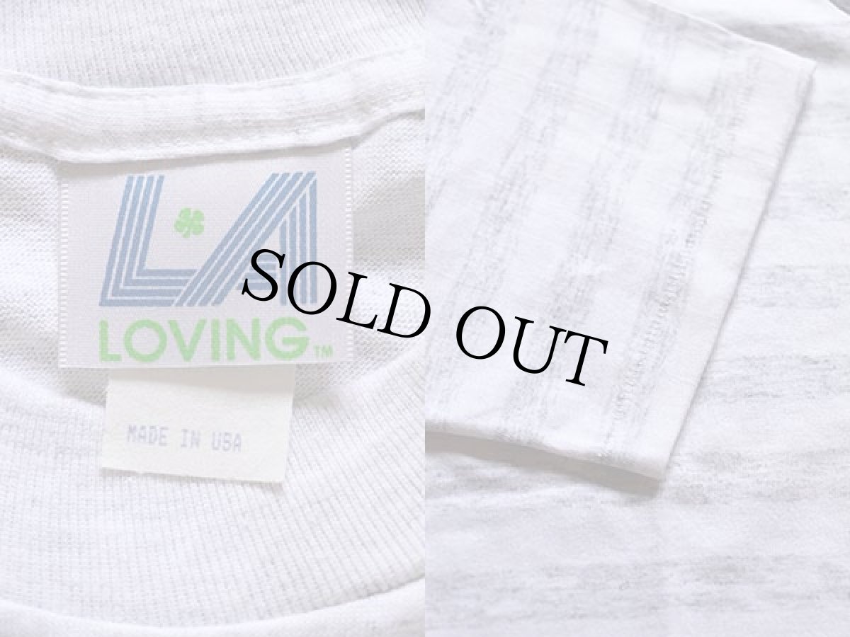 画像3: デッドストック★90s USA製 LA LOVING ボーダー コットンTシャツ 杢グレー×白 M (3)
