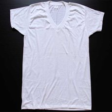 画像2: デッドストック★70s JCPenney 無地 Vネック Tシャツ 白 42 (2)
