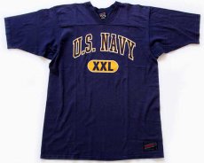 画像2: 90s USA製 U.S.NAVY コットン フットボールTシャツ 紺 L (2)