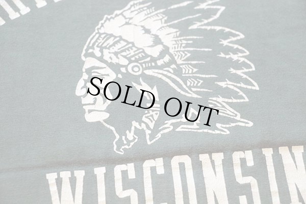 画像4: 70s CHIPPEWA FALLS インディアンヘッド コットン フットボールTシャツ 緑 XL (4)