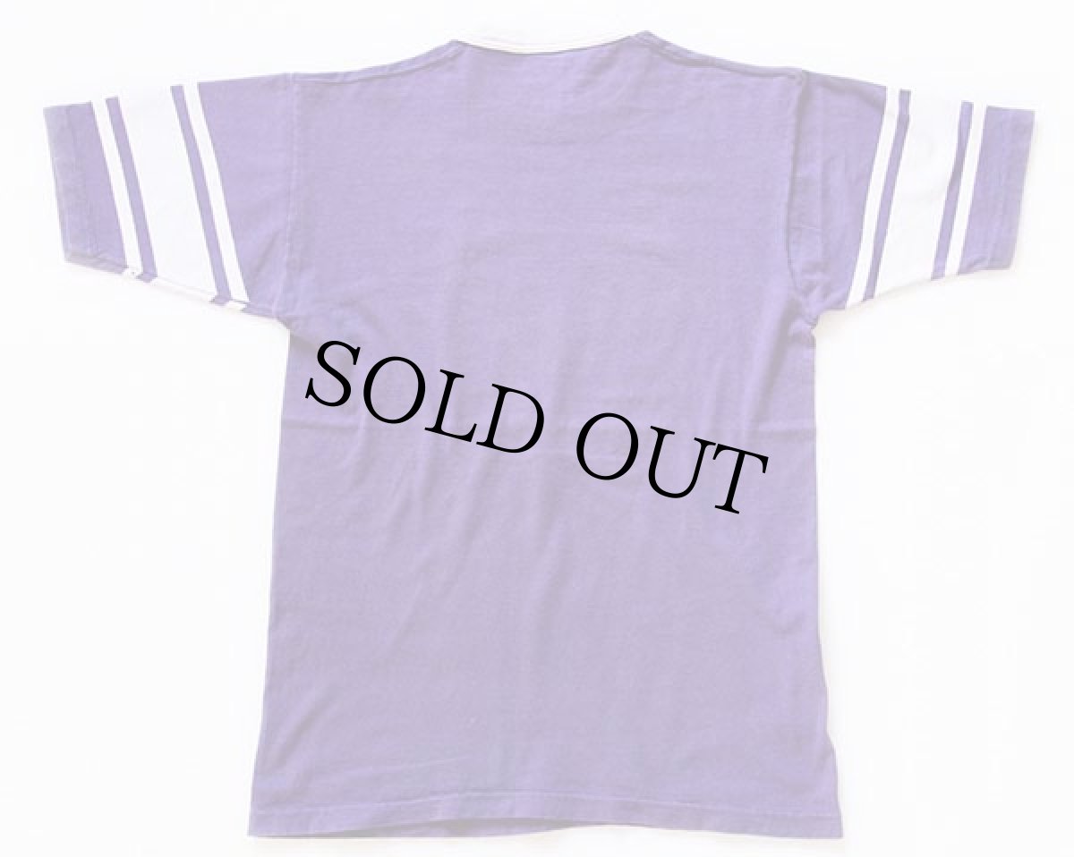 画像2: 70s VELVA SHEEN PARSHALL BRAVES インディアンヘッド フロッキープリント コットン フットボールTシャツ 紫 M (2)