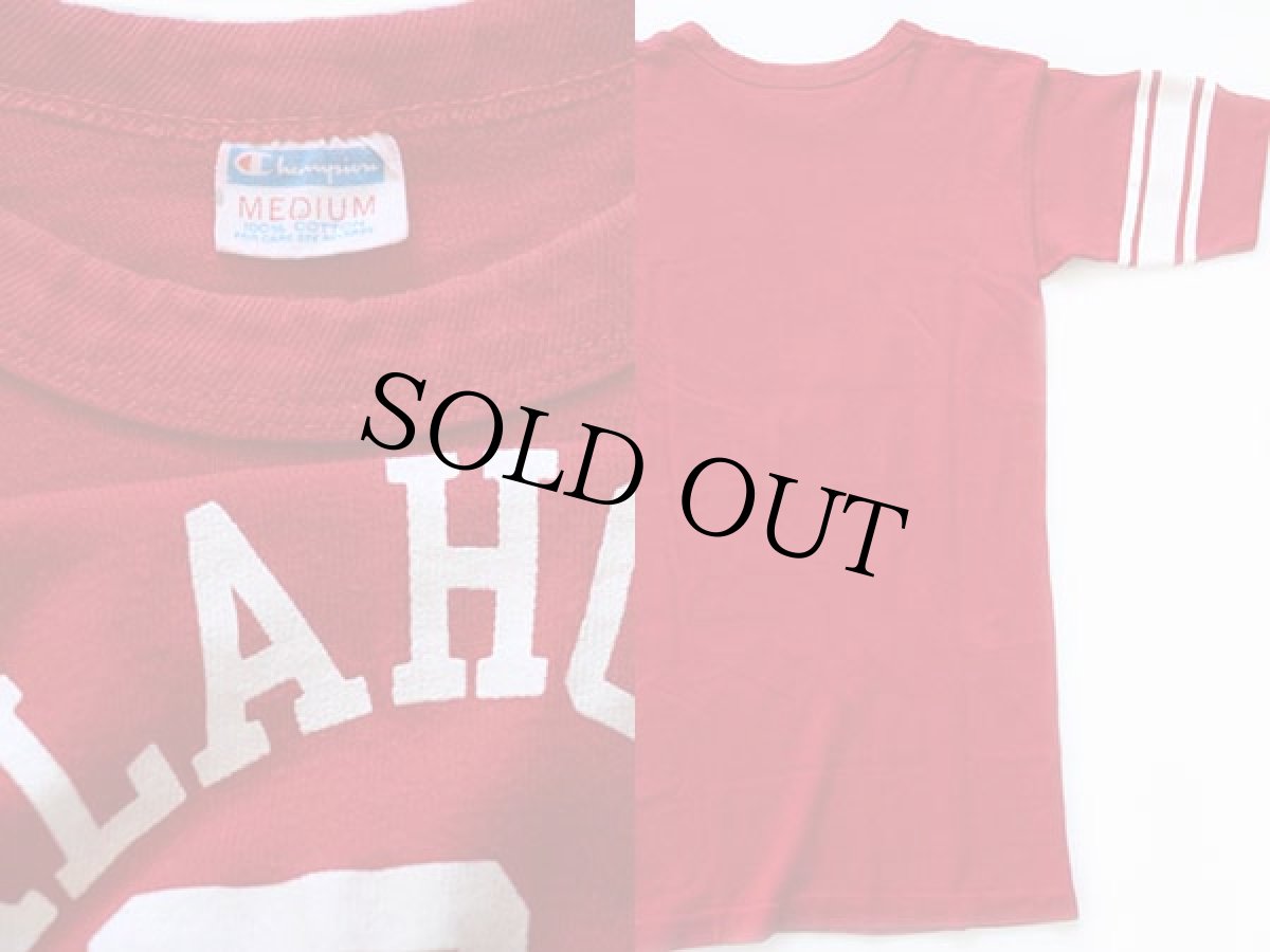 画像3: 70s USA製 Championチャンピオン OKLAHOMA UNIVERSITY コットン フットボールTシャツ 赤 M (3)