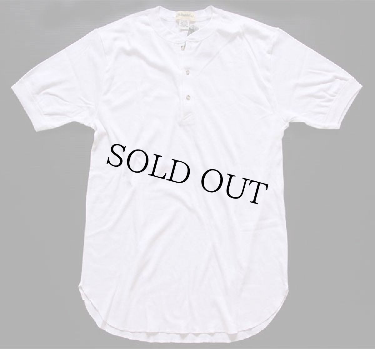 画像2: デッドストック★90s USA製 STJOHN'SBAY ヘンリーネック コットンTシャツ 白 L (2)