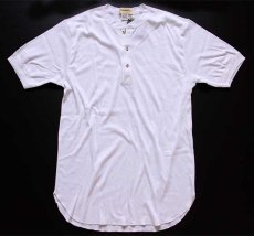 画像2: デッドストック★90s USA製 STJOHN'SBAY ヘンリーネック コットンTシャツ 白 L (2)