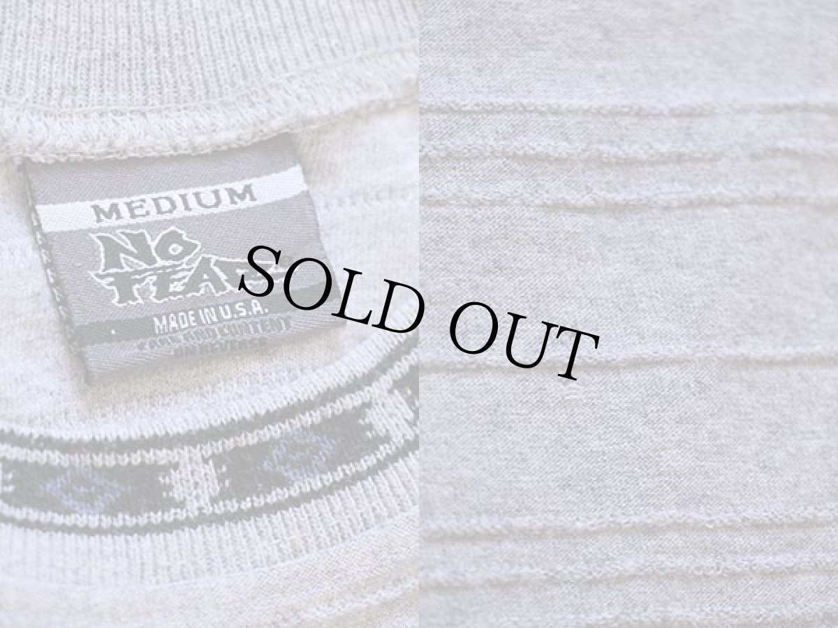 画像3: 90s USA製 NO FEAR ロゴ刺繍 織り柄 Tシャツ グレー M (3)