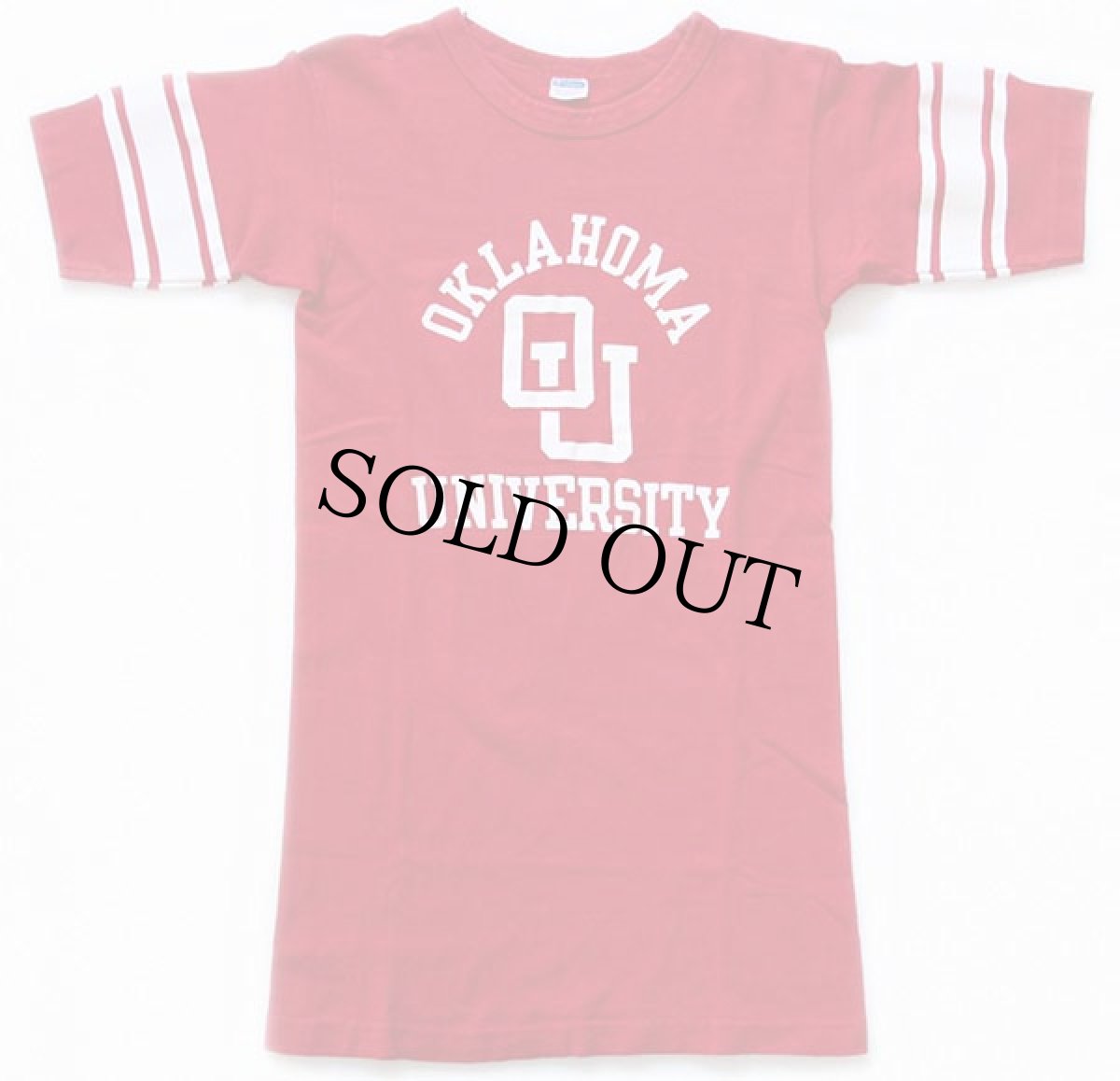 画像1: 70s USA製 Championチャンピオン OKLAHOMA UNIVERSITY コットン フットボールTシャツ 赤 M (1)