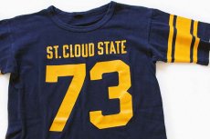 画像1: 70s Championチャンピオン ST.CLOUD STATE 73 ナンバリング コットン フットボールTシャツ 紺 (1)